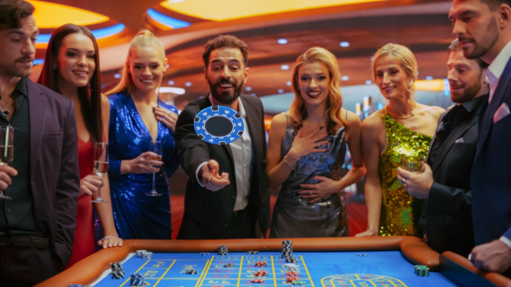 Successful,men,and,women,partying,in,luxurious,casino.,young,people